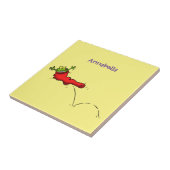 Niedlicher Frosch in einem roten Cartoon Fliese (Seite)