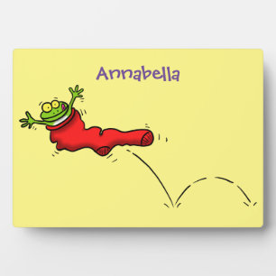 Niedlicher Frosch in einem roten Cartoon Fotoplatte