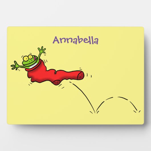 Niedlicher Frosch in einem roten Cartoon Fotoplatte (Vorderseite)