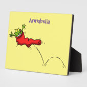 Niedlicher Frosch in einem roten Cartoon Fotoplatte (Seite)