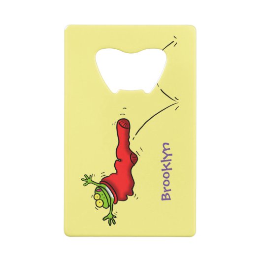 Niedlicher Frosch in einem roten Cartoon Geldbeutel Flaschenöffner (Rückseite)