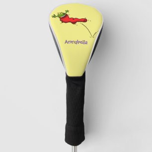 Niedlicher Frosch in einem roten Cartoon Golf Headcover