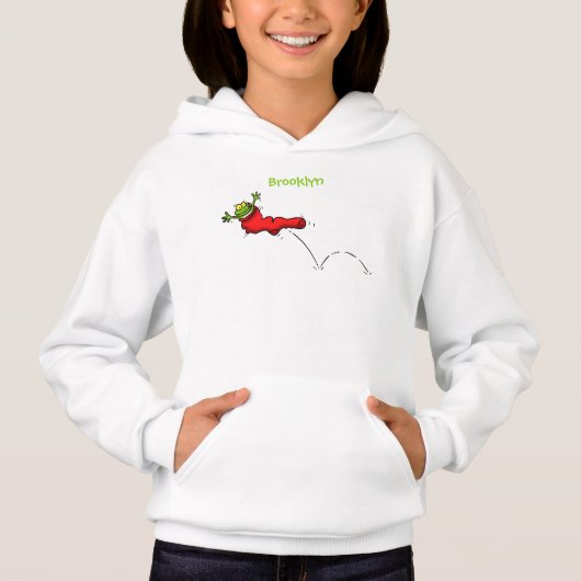Niedlicher Frosch in einem roten Cartoon Hoodie (Vorderseite)