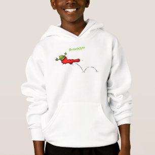 Niedlicher Frosch in einem roten Cartoon Hoodie