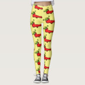 Niedlicher Frosch in einem roten Cartoon Leggings (Vorderseite)