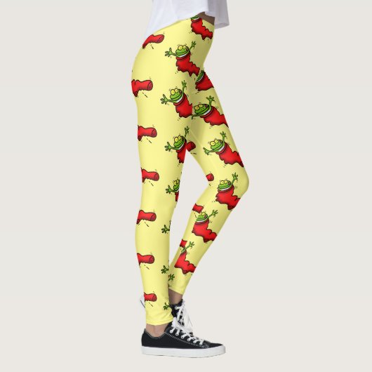 Niedlicher Frosch in einem roten Cartoon Leggings (Rechts)