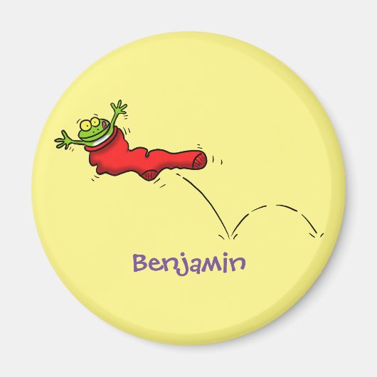 Niedlicher Frosch in einem roten Cartoon Magnet (Vorne)