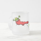 Niedlicher Frosch in einem roten Cartoon Mattglastasse (Vorderseite Links)