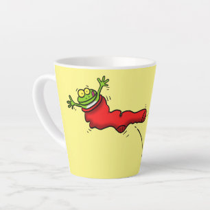 Niedlicher Frosch in einem roten Cartoon Milchtasse