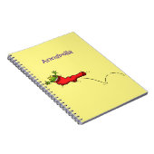 Niedlicher Frosch in einem roten Cartoon Notizblock (Rechte Seite)