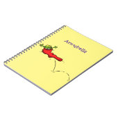 Niedlicher Frosch in einem roten Cartoon Notizblock (Linke Seite)