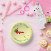 Niedlicher Frosch in einem roten Cartoon Pappteller (Party)