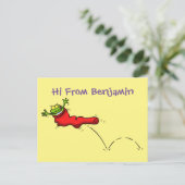 Niedlicher Frosch in einem roten Cartoon Postkarte (Stehend Vorderseite)