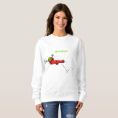 Niedlicher Frosch in einem roten Cartoon Sweatshirt (Vorne ganz)