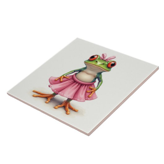 Niedlicher Frosch in Rosa Fliese (Seite)