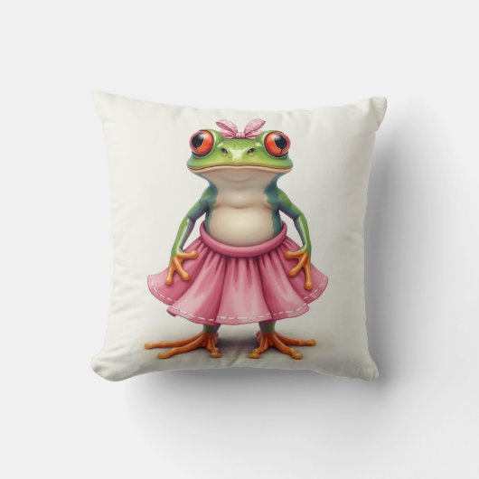 Niedlicher Frosch in Rosa Kissen (Vorderseite)