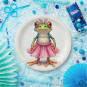 Niedlicher Frosch in Rosa Pappteller (Party)