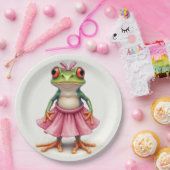 Niedlicher Frosch in Rosa Pappteller (Party)