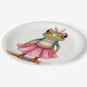 Niedlicher Frosch in Rosa Pappteller (Schrägansicht)