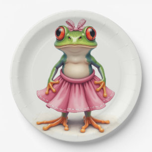 Niedlicher Frosch in Rosa Pappteller