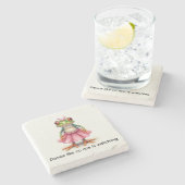 Niedlicher Frosch in Rosa. Tanz wie niemand zusieh Steinuntersetzer (Seitenansicht)