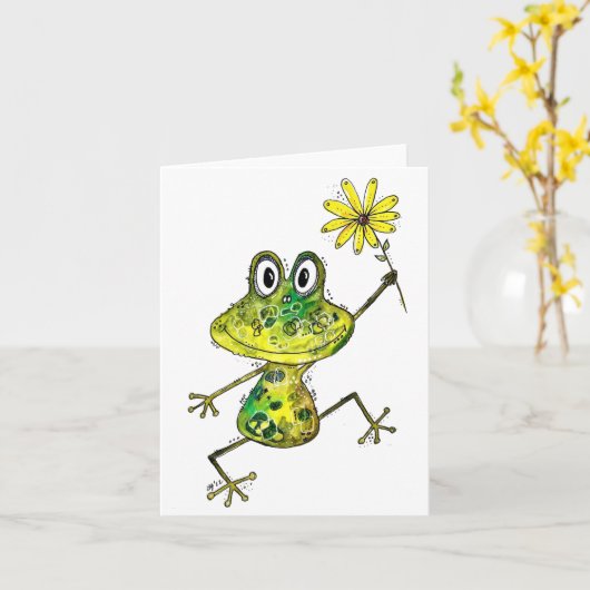 Niedlicher Frosch Karte (Gelbe Blume)