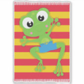 Niedlicher Frosch, kleiner Frosch, Grüner Frosch,  Aufkleber (Vorderseite)