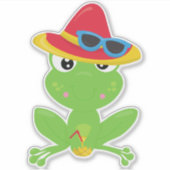 Niedlicher Frosch, kleiner Frosch, Grüner Frosch,  Aufkleber (Vorderseite)