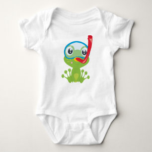 Niedlicher Frosch, kleiner Frosch, grüner Frosch,  Baby Strampler