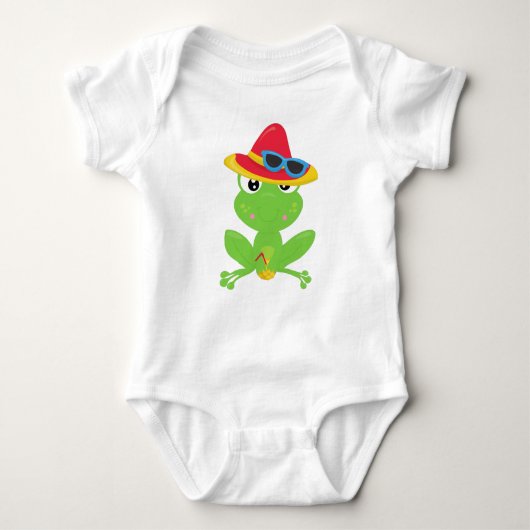 Niedlicher Frosch, kleiner Frosch, Grüner Frosch, Baby Strampler (Vorderseite)