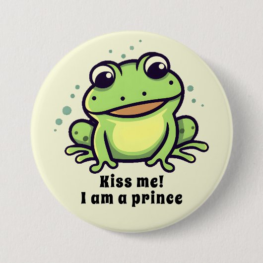 Niedlicher Frosch küsst mich Button (Vorderseite)