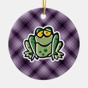 Niedlicher Frosch; Lila Keramik Ornament