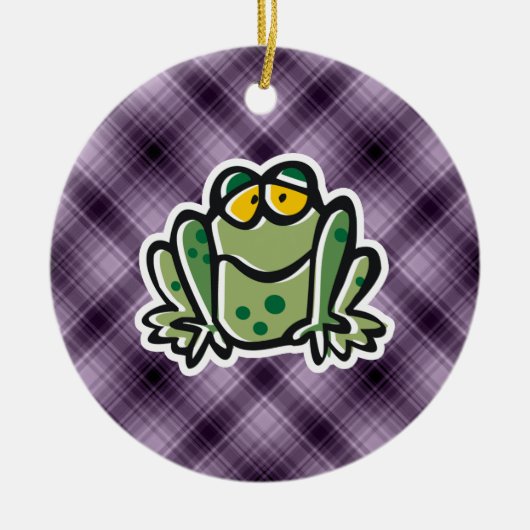 Niedlicher Frosch; Lila Keramik Ornament (Vorne)