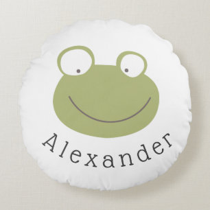 Niedlicher Frosch mit benutzerdefinierbarem Namen Rundes Kissen