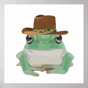 Niedlicher Frosch mit Cowboy-Hut Poster