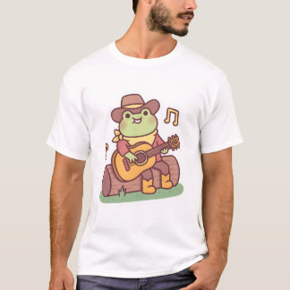 Niedlicher Frosch mit Cowboyhut und Gitarre T-Shirt