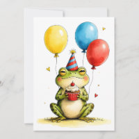 Niedlicher Frosch mit Cupcake Kinder Geburtstag Fl