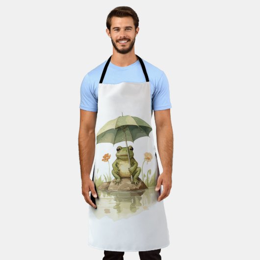 Niedlicher Frosch mit einem Regenschirm am See Schürze (Getragen)