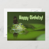 Niedlicher Frosch mit einem Schmetterling auf der Postkarte (Vorne/Hinten)