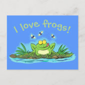 Niedlicher Frosch mit Fliegen Cartoon Postkarte (Vorderseite)