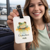 Niedlicher Frosch mit grüner Wasserfarbe Gepäckanhänger