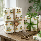 Niedlicher Frosch mit grüner Wasserfarbe Geschenkpapier Set