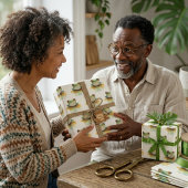 Niedlicher Frosch mit grüner Wasserfarbe Geschenkpapier Set