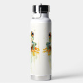 Niedlicher Frosch mit grüner Wasserfarbe Trinkflasche (rechts)