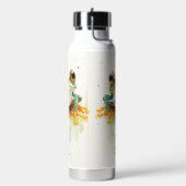 Niedlicher Frosch mit grüner Wasserfarbe Trinkflasche (Links)