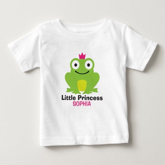 Niedlicher Frosch mit Kronen und personalisiertem Baby T-shirt (Vorderseite)