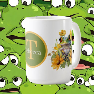 niedlicher Frosch mit Monogramm Kaffeetasse
