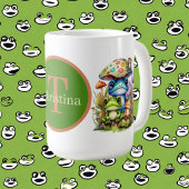 niedlicher Frosch mit Monogramm Kaffeetasse