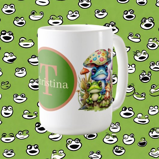 niedlicher Frosch mit Monogramm Kaffeetasse