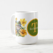 niedlicher Frosch mit Monogramm Kaffeetasse (Vorderseite Links)